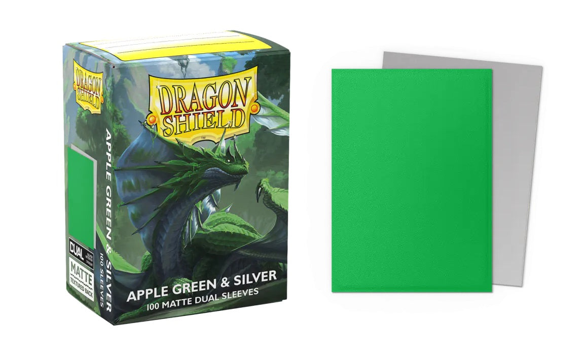 DRAGON SHIELD  BUSTE PROTETTIVE STANDARD DA 100 - DUAL MATTE APPLE GREEN & SILVER